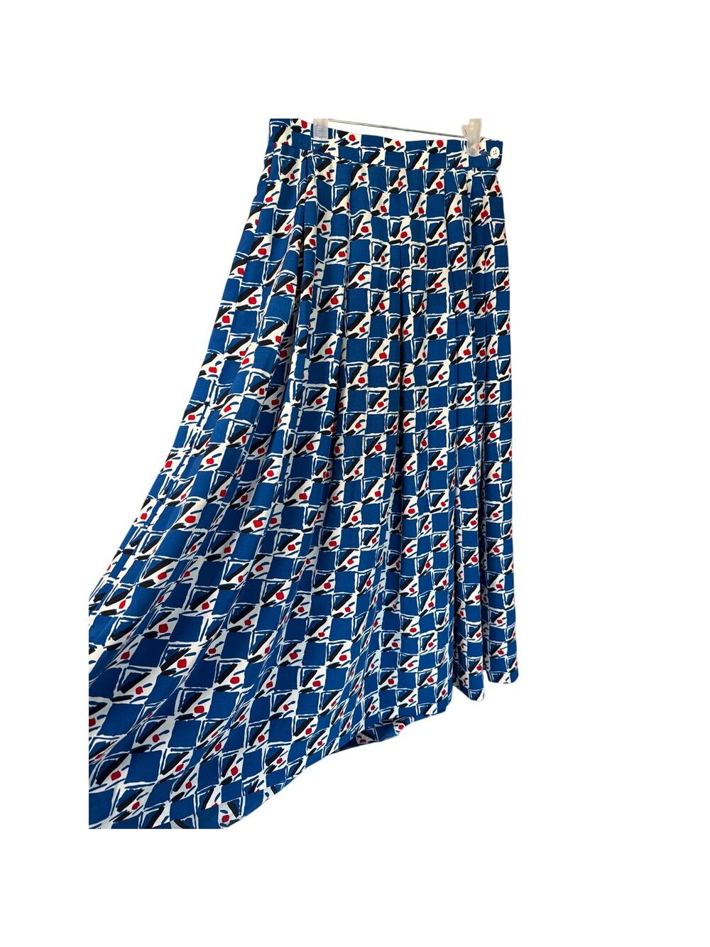 Jaeger Vintage UK Heritage Brand Pleated Midi Skirt Abstract Print Dark Arcadia